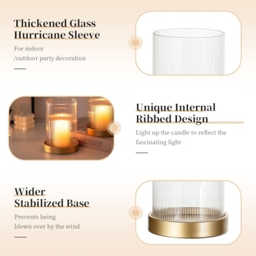 Glasseam Elegant Hurricane Candle Holders Set for Decor