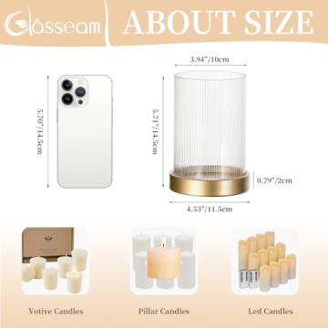 Glasseam Elegant Hurricane Candle Holders Set for Decor