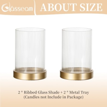 Glasseam Elegant Hurricane Candle Holders Set for Decor