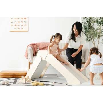 Ruggish Modern Indoor Play Slide Playground for Toddlers - Durable Cardboard - 59” x 25” x 28”...