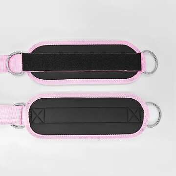 Langmeil Fitness Ankle Straps for Cable Machines, 2 Pack Comfortable Adjustable Padded Ankle Wrist Cuffs, Kickback Glute Workouts for Men Women, D-Ring Leg Straps with Neoprene Padding -Pink