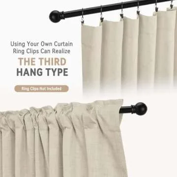 100% Blackout Shield Linen Blackout Curtains 96 inches Long 2 Panels Set, Back Tab/Rod Pocket Thermal Insulated Black Out Curtains for Bedroom/Living Room, 52" W x 96" L, Natural