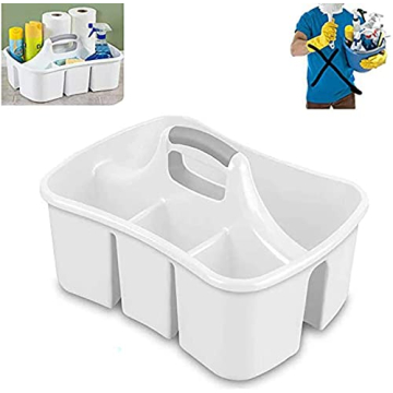 LavoHome Bath Caddie White - Large Cleaning Caddy with Divided Compartments for Home Organization