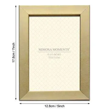 MIMOSA MOMENTS Metallic Brasss Picture Frame, Brushed Satin Finish, Tabelop Photo Frame Display Horizontal or Vertical 4x6 Inch Photo