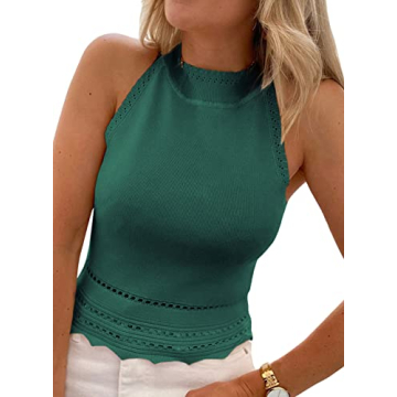 EVALESS Womens Tank Tops 2024 Trendy Fashion Casual Cute Sexy Halter High Neck Sleeveless Corset Tub...
