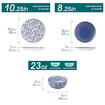 vancasso SELENE Plates and Bowls Set for 4, 12 Pieces Dinnerware Sets, Mircowave and Dishwasher Safe...