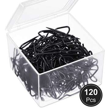Shappy 120 Pack Drapery Hooks Pins for Curtains, Metal Pinch Pleat Hooks with Clear Box 1.2 Inch for Window Door and Shower Curtain(Black)