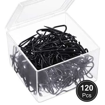 Shappy 120 Pack Drapery Hooks Pins for Curtains, Metal Pinch Pleat Hooks with Clear Box 1.2 Inch for Window Door and Shower Curtain(Black)