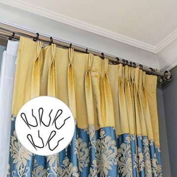 Shappy 120 Pack Drapery Hooks Pins for Curtains, Metal Pinch Pleat Hooks with Clear Box 1.2 Inch for Window Door and Shower Curtain(Black)