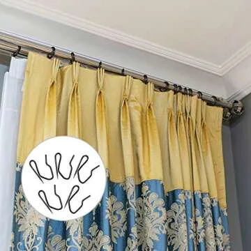Shappy 120 Pack Drapery Hooks Pins for Curtains, Metal Pinch Pleat Hooks with Clear Box 1.2 Inch for Window Door and Shower Curtain(Black)
