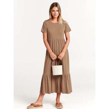 Trendy ANRABESS Women Summer Casual Maxi Beach Dress with Pockets