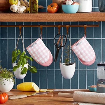 KitchenAid Gingham Mini Oven Mitts 2-Pack Stylish Heat Protection