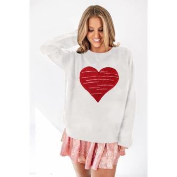 Valentine's Day Heart Graphic Sweater for Women