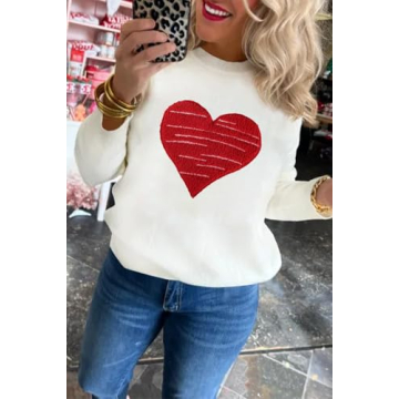 Valentine's Day Heart Graphic Sweater for Women