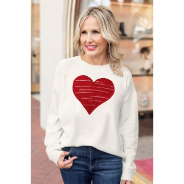 Valentine's Day Heart Graphic Sweater for Women