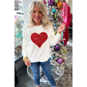 Valentine's Day Heart Graphic Sweater for Women