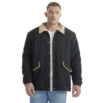 VASOPCEGROK Men's Cotton Cargo Jacket Winter Jacket Sherpa Jacket Lined Duck Insulated Traditional F...