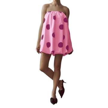 Meladyan Women's Strapless Polka Dot Mini Dress for Summer