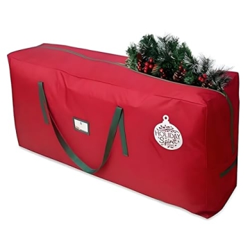 HOLIDAY SPIRIT Heavy Duty Canvas Bags for Christmas Tree Storage - 9 Ft Waterproof Oxford Bag with R...