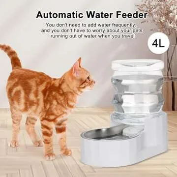 RIZZARI Automatic 4L Pet Waterer: Stainless Steel, BPA-Free, Durable Water Dispenser for Cats & Dogs