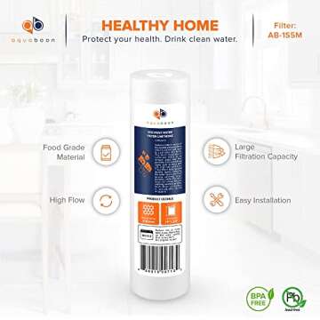 Aquaboon 5 Micron 10 x 2.5 Sediment Filter - Whole House Water Filter Replacement Compatible with Well Water Filters - P5, AP110, WHKF-GD05, 6 Pack