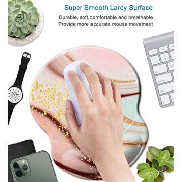 Mouse Pad with Wrist Support, Non Slip Mousepad Wrist Rest for Office, Computer, Laptop & Mac- Durable & Comfortable & Lightweight Ergonomic Support Mouse Mat (Pretty Marble-Wrist-5)