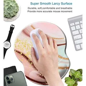 Mouse Pad with Wrist Support, Non Slip Mousepad Wrist Rest for Office, Computer, Laptop & Mac- Durable & Comfortable & Lightweight Ergonomic Support Mouse Mat (Pretty Marble-Wrist-5)