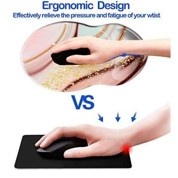 Mouse Pad with Wrist Support, Non Slip Mousepad Wrist Rest for Office, Computer, Laptop & Mac- Durable & Comfortable & Lightweight Ergonomic Support Mouse Mat (Pretty Marble-Wrist-5)