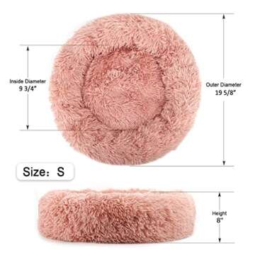 NOYAL Calming Dog Bed Donut Anti Anxiety Fluffy Dog Bed for Small Medium Dog and Cat