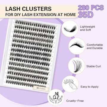 B&Qaugen 280 PCS Lash Clusters for Fluffy Extensions