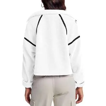 Tankaneo Womens Cropped Sherpa Jacket Warm Stylish