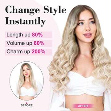 REECHO 14" 1-Pack 3/4 Full Head Curly Wavy Clips in on Synthetic Hair Extensions HE008 Hairpieces for Women 5 Clips 3.6 Oz per Piece - Natural Black