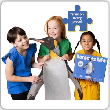 50 Piece Trivia Floor Jigsaw Puzzle - Life Size King Penguin - Educational Trivia On Each Piece – ...