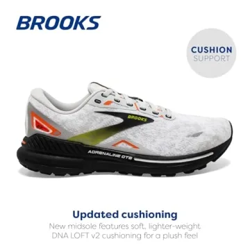 Brooks Men’s Adrenaline GTS 23 Supportive Running Shoe - Oyster/Black/Red Orange - 9.5 Medium