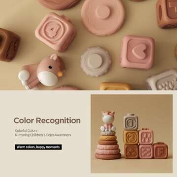 Nueplay 13 Pcs Stacking Toys for Babies, Safe Teething Fun