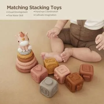 Nueplay 13 Pcs Stacking Toys for Babies, Safe Teething Fun