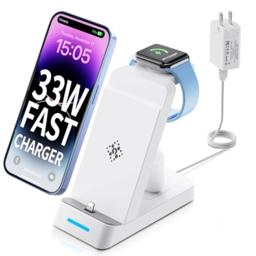 TYCRALI Charging Station for Multiple Devices Apple - 3 in 1 33W Fast Charger Station for iPhone 14/...