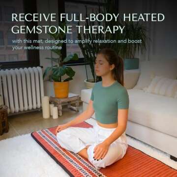HealthyLine TAO Far Infrared Heating Pad - Natural Crystal Gemstones Mat for Back Pain - Full Body A...