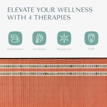 HealthyLine TAO Far Infrared Heating Pad - Natural Crystal Gemstones Mat for Back Pain - Full Body Auto Shut Off Rejuvenating Negative Ions Therapy - 74" x 28"