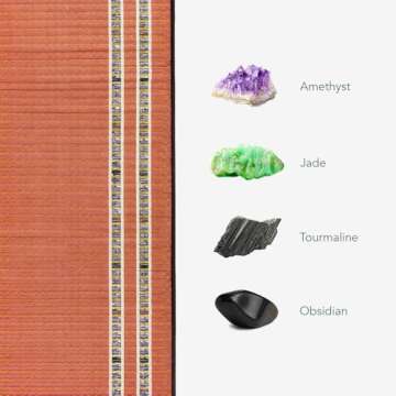 HealthyLine TAO Far Infrared Heating Pad - Natural Crystal Gemstones Mat for Back Pain - Full Body Auto Shut Off Rejuvenating Negative Ions Therapy - 74" x 28"