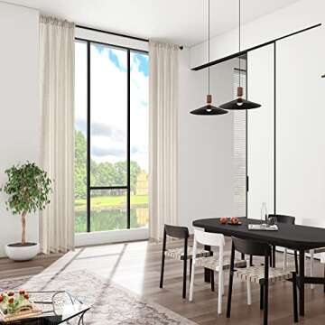 MASWOND Extra Long Linen Sheer Curtains with Rod Pocket, High Ceiling Window Curtain Panels, 132 Inc...