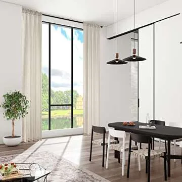 MASWOND Extra Long Linen Sheer Curtains with Rod Pocket, High Ceiling Window Curtain Panels, 132 Inc...