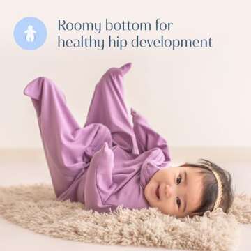 SleepingBaby Zipadee-Zip Transitional Swaddle Sack, 4-8 Month - Roomy Zipper Swaddle for Easy Diaper Changes and Proper Hip Development - Baby Swaddle Sack, Small - Classic Lavender