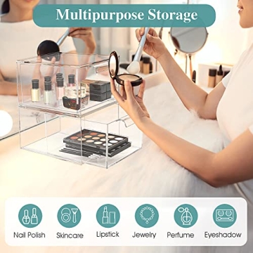 SpaceHacks 4 Pack Acrylic Makeup Organizer Stackable Storage