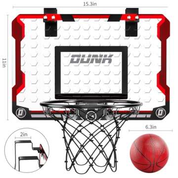 TEMI Basketball Hoop Indoor, Mini Basketball Hoop with 4 Balls, Over The Door Basketball Hoop for Ki...