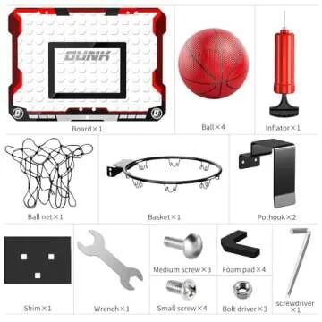 TEMI Basketball Hoop Indoor, Mini Basketball Hoop with 4 Balls, Over The Door Basketball Hoop for Kids and Adults, Basketball Toys for Boys Girls Age 3 4 5 6 7 8 9 10 11 12 - Kids & Teens Gift Ideas