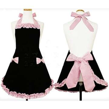 Hyzrz Cute Fashion Aprons for Women Girls Waitress Cooking Restaurant Kitchen Home Cooking Chef Bib ...