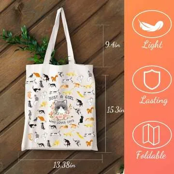 Cute Cat Tote Bag with Makeup Pouch for Women