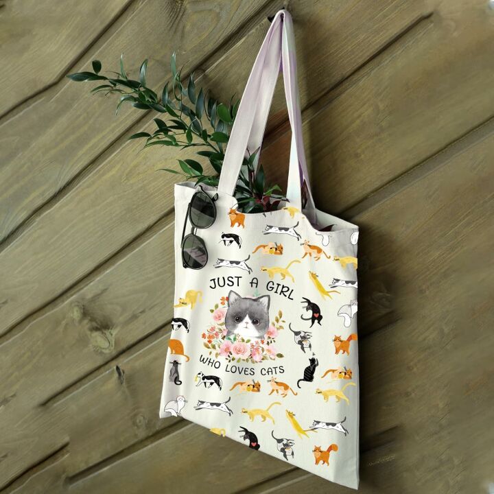 Cute Cat Tote Bag with Makeup Pouch for Women