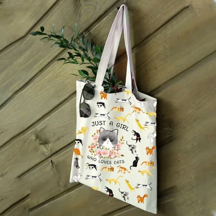Cute Cat Tote Bag with Makeup Pouch for Women